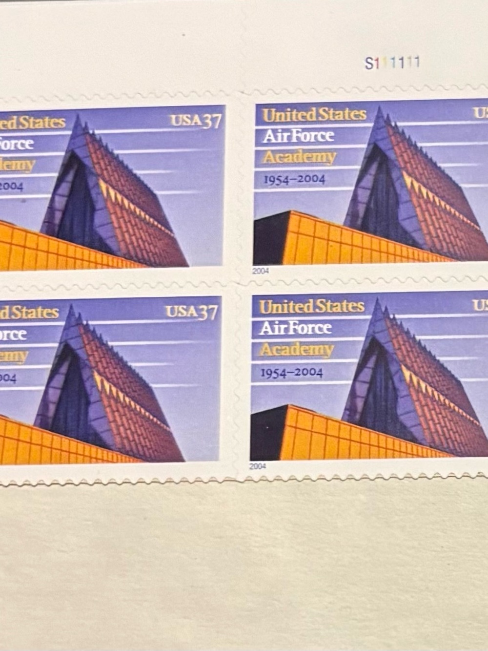 United States Air Force Academy Commemorative Stamp Sheet - Blue & Gold